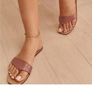 Reformation Serina Asymmetrical Thong Sandal - Acorn size 10.